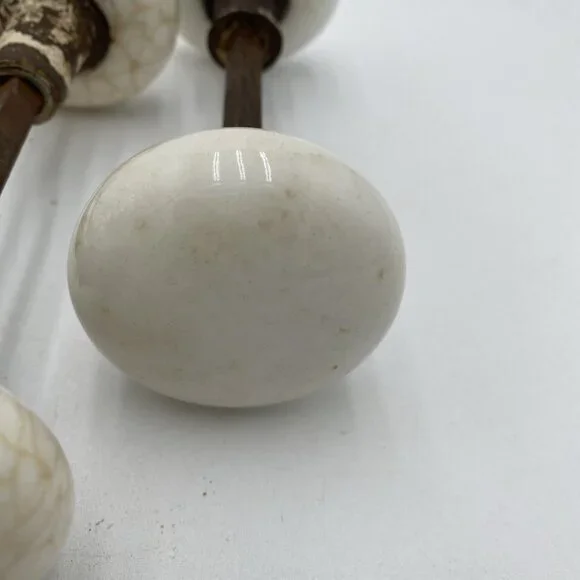 Antique Door Knob Handle Lot Porcelain White Art Deco Victorian VIntage Set 3